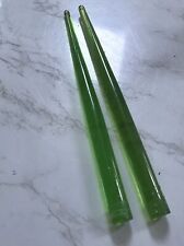🔥2 Rare Vintage Solid GREEN Beautiful Lucite Candles 11.5” Decorative Use. 🔥 picture