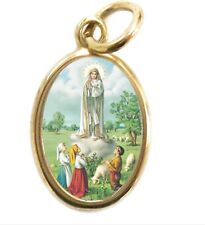 Gold Our Lady of Fatima Photo Pendant Made in Italy I.25 inch Ht picture