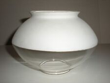 2 vtg MCM Atomic Light Shade Flying Saucer UFO Hanging Lamp 2 Tone White Clear picture