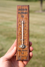 Vintage Overman Plumbing Wood Advertising Thermometer North Webster Indiana picture