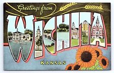 Postcard Greetings Wichita Kansas Large Letter KS picture