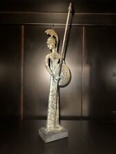 RARE Vintage Greek Goddess Athena Owl Shield Spear Medieval Decorative Statue picture