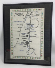 MAP OF PALESTINE IN THE TIME OF JESUS EMBROIDERED ON COTTON UNIQUE CHRISTIANITY picture