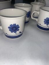 Vintage Japan 3x3 NIKKO BLUE WHITE Floral HAND PAINTED SET OF 6 picture