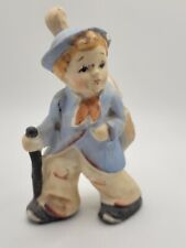 Vintage Boy Figurine With Walking Stick And Guitar on back made Occupied Japan picture