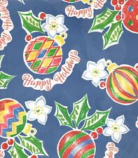 Avon Festive Holiday Gift Wrap Christmas Wrapping Paper Blue White Flowers Holly picture