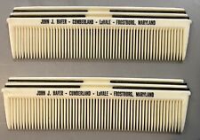 Rare 2 CELLULOID Vanity Combs w/ Bobby Pins MARYLAND picture