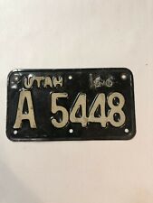 1966 66 Utah Motorcycle License Plate # A 5448 picture