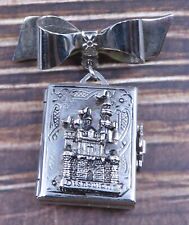Vintage 1955 Disneyland Castle Silver Charm Brooch Pinback Walt Disney Prod picture