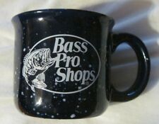 Bass Pro Shops Ceramic Campfire Style Coffee Mug  Speckled Dark Blue White picture