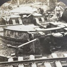 Antique 1914 Big Bertha WW1 Germany Siege Howitzer Stereoview Photo Card P946 picture