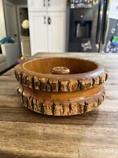 Vintage Handcrafted Ellwood Rusticware Souvenir Wood Nut Bowl Wooden picture