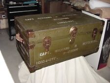 VINTAGE U.S. MILITARY ARMY CAPTAIN’S FOOT LOCKER TRUNK STORAGE CHEST w/ TRAY picture