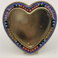VINTAGE ITALY MINI MICRO MOSAIC EASEL BACK HEART SHAPE PICTURE FRAME GC picture