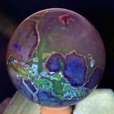 475G Natural Silver Light Agate crystal Sphere Ball Glow Under UV Light picture