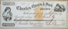 Hubbardsville, NY 1869 Bank Check, Charles Green Hops Dealer, Imprinted Revenue picture