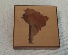  Handmade South American Wooden Trinket Jewelry Box Inlay 4'' X 4'' x 1 3/8'' picture