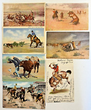 Lot of 7 Vintage Cowboy Postcards 1904-1940s Great Mix Excellent condition picture