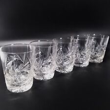 5 American Brilliant Crystal Whiskey Glasses Cut Spinning Star Fan Antique ABP picture