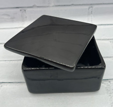 Vintage Haeger Pottery Black Box Lid Covered Cigarette Vanity Corner Glaze Chips picture