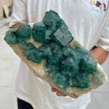 7.8lb Large NATURAL Green Cube FLUORITE Quartz Crystal Cluster Mineral Specimen picture
