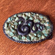 US Army Snake Belt Buckle Turquoise Nuggets Vintage  picture