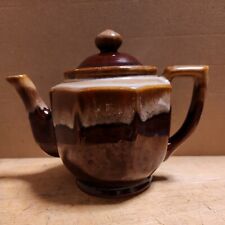 Vintage Brown & Tan Ceramic Teapot Made In  Taiwan  Lidded Glazed Pot picture