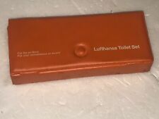VINTAGE LUFTHANSA AIRLINES AMENITY KIT SET TOILETRY CASE ADVERTISING PROMOTIONAL picture