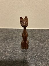 Vintage MCM Mid Century Modern Siamese Cat Carved Wood Wooden Statue picture