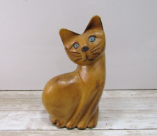 Vintage Hand Carved Wood Folk Art Kitty Cat in good condition 6
