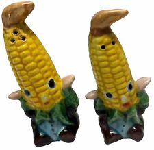 Anthropomorphic Corn Cob Salt and Pepper Shakers Kitsch Retro Japan Vintage picture