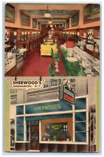 c1950's Sherwood's Restaurant Binghamton New York NY Dual View Vintage Postcard picture