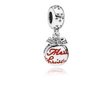 New Pandora Merry Christmas Bauble Ornament Snowflake Red CZ Charm Bead w/pouch picture