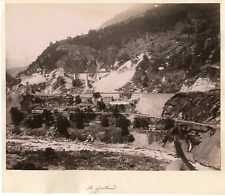 Switzerland, St. Vintage Gotthard Albumen Print.  20x25 Circa Albumin Print picture
