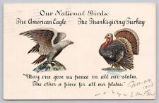 Postcard Our National Birds Eagle and Turkey, Art Card, Humor Posted 1906 picture