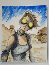 Post Apocalyptic Girl 8x10 Original Watercolor and Ink Painting Comic Book Art picture
