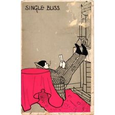 Single Bliss Humor Antique Postcard Posted 1908 picture