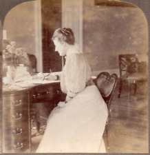 1903 Mrs. Theodore Roosevelt at Her Desk in the White House.  Stereoview Photo picture