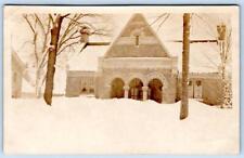 1910-20's RPPC WOODSTOCK VERMONT NORMAN WILLIAMS PUBLIC LIBRARY SNOW POSTCARD picture