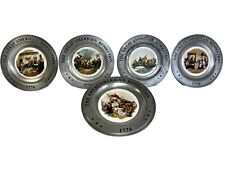 1776-1976 Bicentennial The Great American Revolution Pewter Plates Set Of 5 picture
