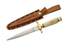 NEW Medieval Dagger Bone Brass Handle Stainless Blade Knife Leather Sheath 10.5