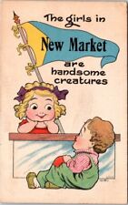 New Market IN Pennant Flag Greeting A/S Witt Indiana 1917 postcard DP4 picture
