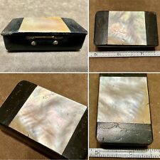Antique 19th C. Victorian Mother-of-Pearl Papier Mache Snuff Box, England picture