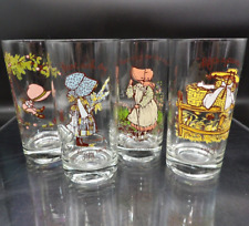 Vintage 70s Holly Hobbie Drinking Glasses American Greetings set of 4 Different picture