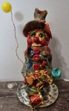 Vintage Sad Face Hobo Clown With Balloon & Flowers Handcrafted Clown Collectors picture
