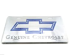 Genuine Chevrolet Chevy Silver/Blue Logo Licensed Metal License Plate Sign Tag  picture