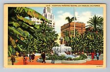 Los Angeles CA-California, Fountain, Pershing Square, c1939, Vintage Postcard picture