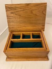 Hand Crafted NATURAL OAK JEWELRY BOX w/Divided Lined Tray- 12