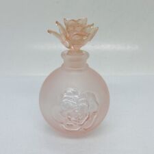 Vintage 1970s Frosted Glasses Perfume Bottle Realistic Rose Petals Handle Rare 0 picture