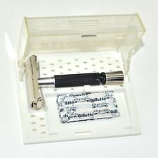 1967 Black Gillette Super Speed DE Razor + Orig Case, M-2, NICE SHAPE picture